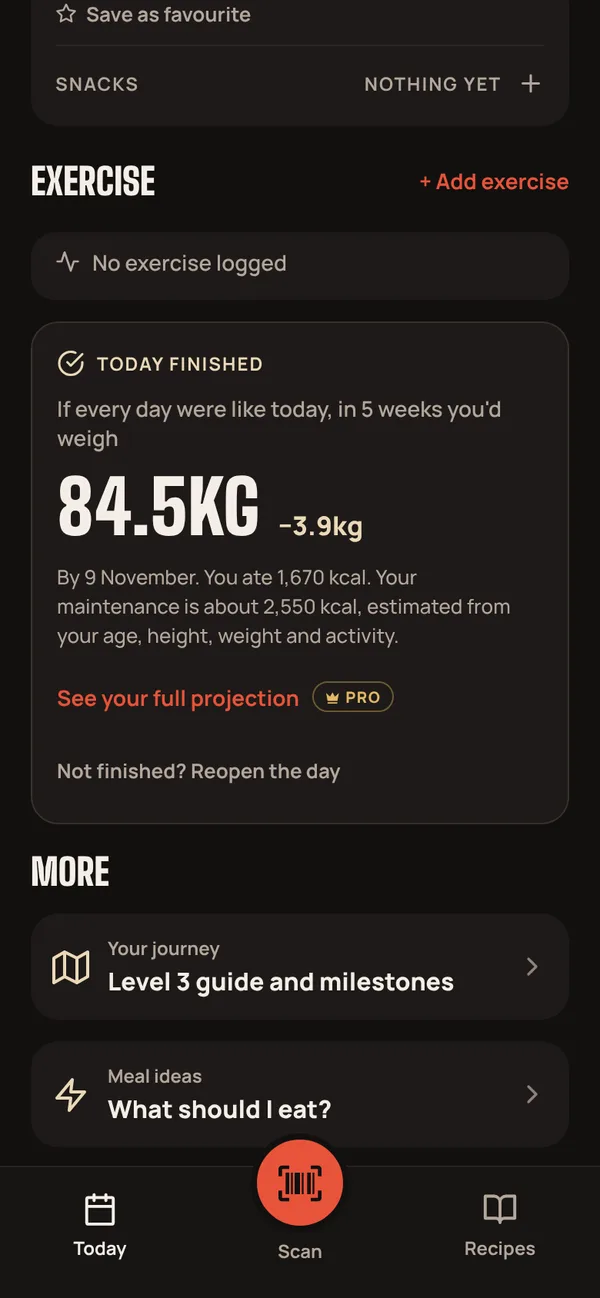Today finished: if every day were like today, in 5 weeks you'd weigh about 4kg less